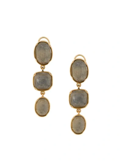 Goossens Three Cabochons Clip Earrings In Gold