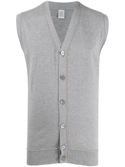 Eleventy V-neck Sleeveless Cardigan In Grey