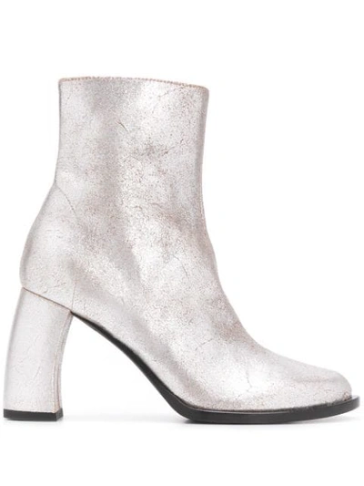 Ann Demeulemeester Bristol Curved-heel Ankle Boots In Silver