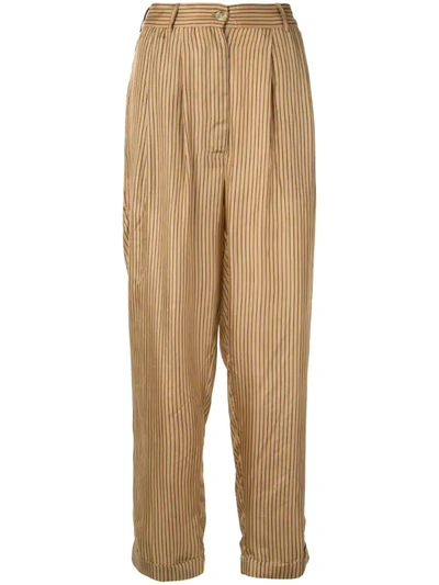 Mes Demoiselles Chandelle Striped Trousers In Brown