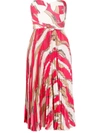 Elisabetta Franchi Bandeau Striped Dress In Red