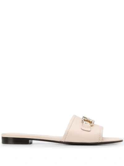 Ferragamo Gancini Slide Sandals In White