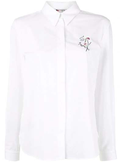 Ports 1961 Face-embroidered Shirt In White