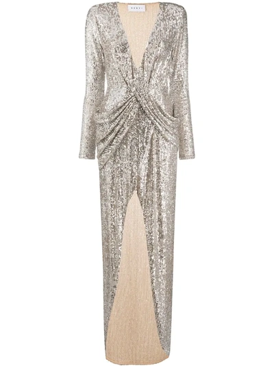 Nervi Sequin-embellished Draped Cocktail Dress In Silver