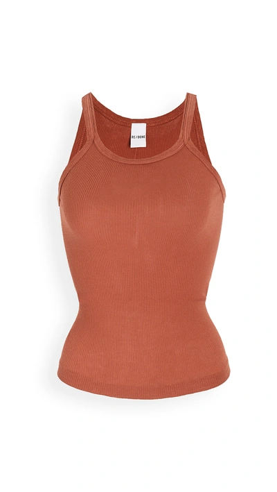 Re/done Ribbed Tank Top In Natural Berry