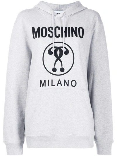 Moschino Double Question Mark Hooded Sweatshirt In Grey