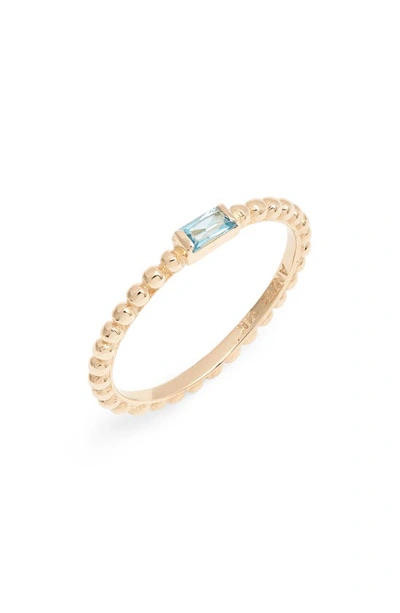Anzie Dew Drop Blue Topaz Ring In Yellow Gold/ Blue