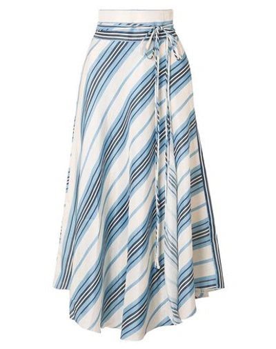 Apiece Apart Rosehip Wrap-effect Striped Linen And Silk-blend Midi Skirt In Sky Blue