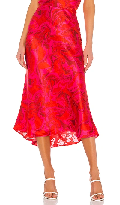 Aiifos Slip Skirt In Red & Fuchsia Marble