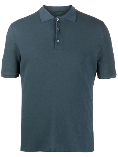 Zanone Short Sleeved Polo Shirt In Blue
