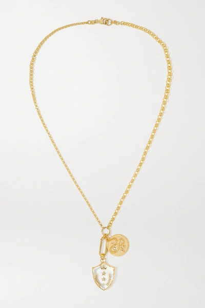 Foundrae Wholeness + Per Aspera Ad Astra 18-karat Gold, Quartz And Diamond Necklace