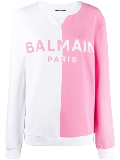 Balmain Bicolour Logo Sweatshirt In White