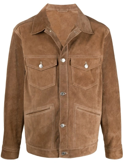Isabel Marant Buttoned Short Leather Jacket In Brown