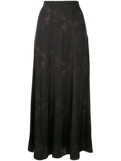 Anine Bing Caroline Silk Abstract Print Skirt In Black