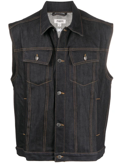 Phipps Fitted Denim Waistcoat In Blue