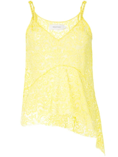 Marques' Almeida Lace Slip Top In Yellow