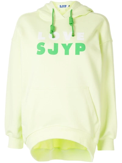 Sjyp Love Logo Print Hoodie In Yellow