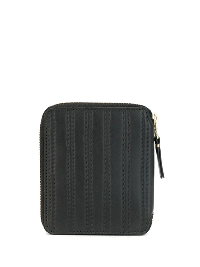 Comme Des Garçons Homme Deux Vertical Stitch Detail Zipped Wallet In Black