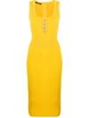 Balmain Knitted Fitted Dress In Yellow