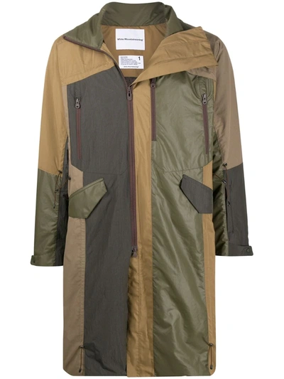 White Mountaineering Shirring Hooded Coat In Brown