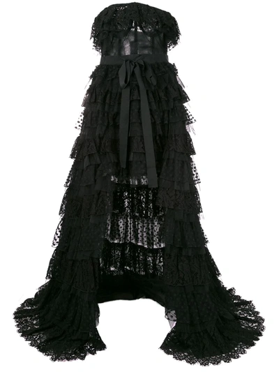 Zuhair Murad Asymmetric Strapless Dress In Black
