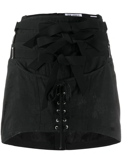 Attico Corset Detail Mini Skirt In Black