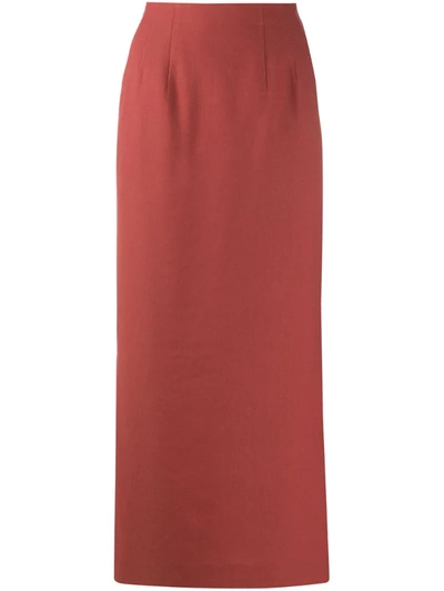 Le 17 Septembre High-rise Long Pencil Skirt In Brown