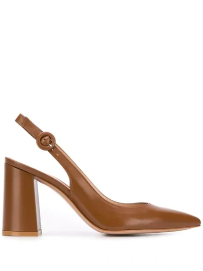 Gianvito Rossi Agata Sling-back Pointed Pumps In Brown
