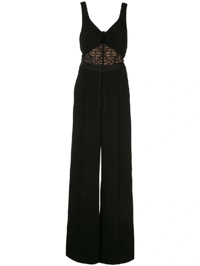 Jonathan Simkhai Arden Lace Panel Jumpsuit In Black