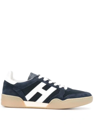 Hogan Logo Patch Low Top Trainers In Blue
