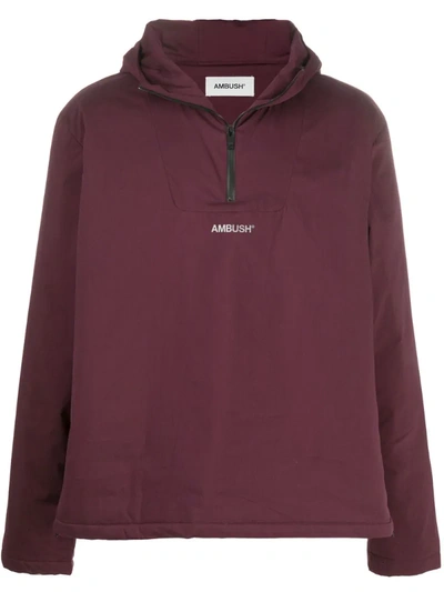 Ambush Logo Zipped Hoodie In Purple