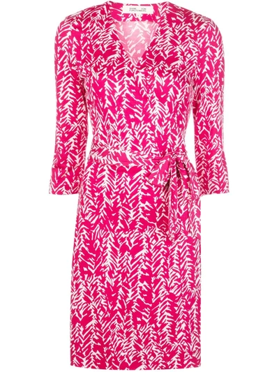 Diane Von Furstenberg V-neck Wrap Front Silk Dress In Pink