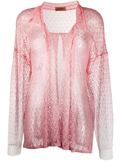 Missoni Open Front Knit Cardigan In Pink