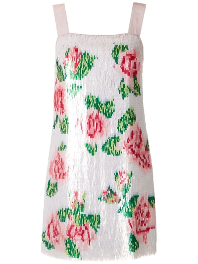 Dolce & Gabbana Rose-print Sequined Mini Dress In Multicolour