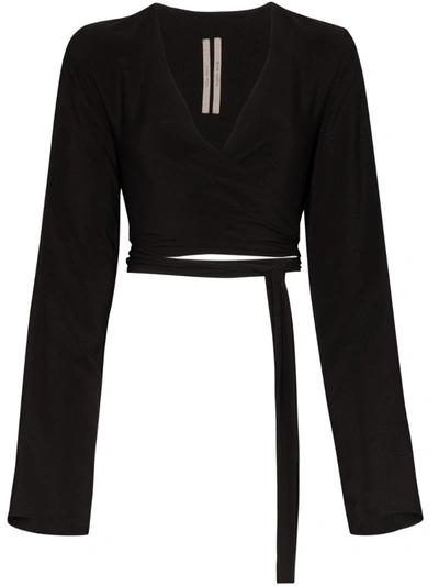 Rick Owens V-neck Wrap-style Top In Black
