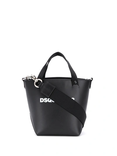 Dsquared2 Medium Black Shopper Bag With Logo