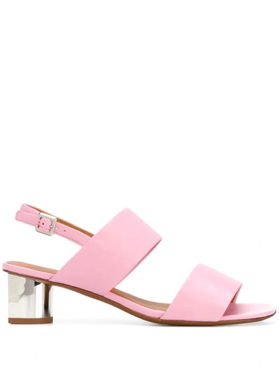 Clergerie Metallic Low Heel Sandals In Pink