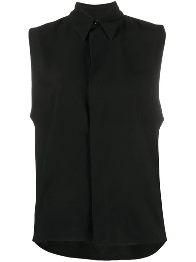Ami Alexandre Mattiussi Invisible Button Placket Sleeveless Shirt In Black