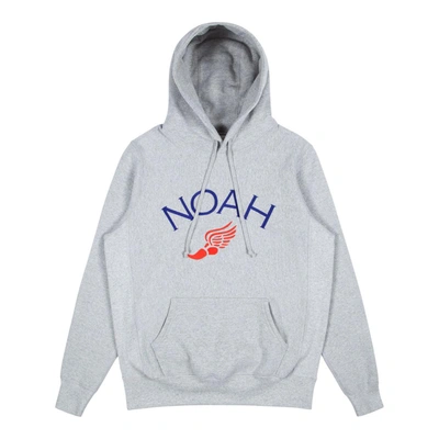 Pre-owned Noah  Winged Foot Embroidered Hoodie Heather Grey