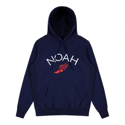 Pre-owned Noah  Winged Foot Embroidered Hoodie Evening Blue