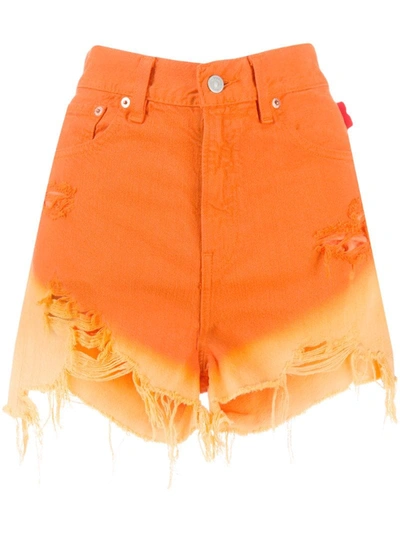 Denimist Gradient Effect Denim Shorts In Orange