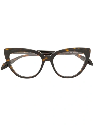 Alexander Mcqueen Cat-eye Frame Glasses In Brown