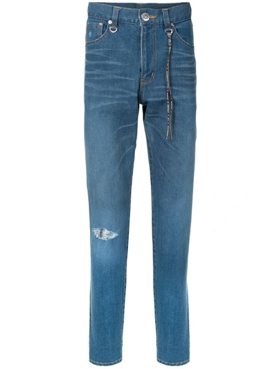 Mastermind Japan Straight Leg Distressed Effect Jeans In Blue