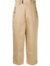 Marni Contrast Top-stitching Cropped Trousers In Neutrals