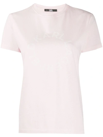 Karl Lagerfeld Circle Logo Cotton T-shirt In Pink