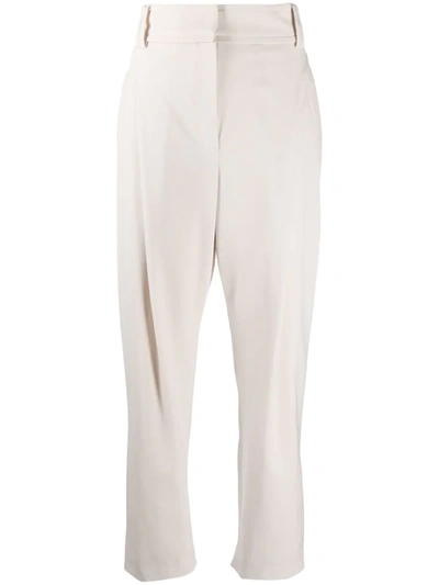 Brunello Cucinelli Drawstring-waist Tapered Trousers In Neutrals