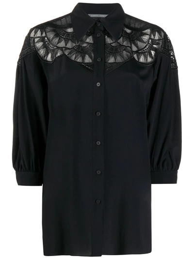 Alberta Ferretti Lace Panel Shirt In Black