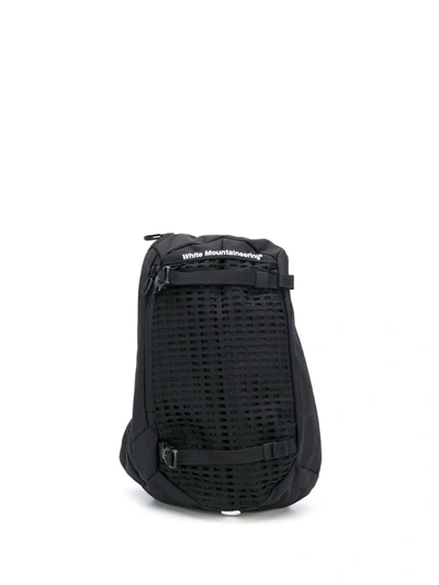 White Mountaineering Logo Print One-shoulder Backpack In Black