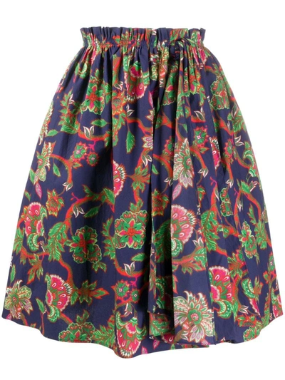 Givenchy Floral Print Puffed Skirt In Blue