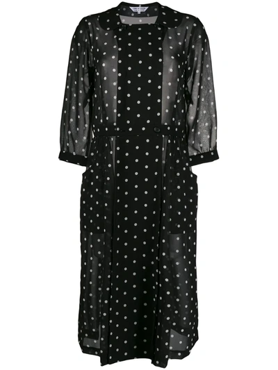Comme Des Garçons Comme Des Garçons Peter-pan Collar Polka-dot Print Midi Dress In Black